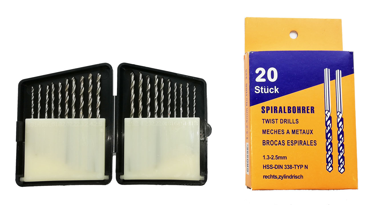 HSS-Bohrersortiment  1,3-2,5 mm je 2 Stück |
20-teilig, in Klappschachtel