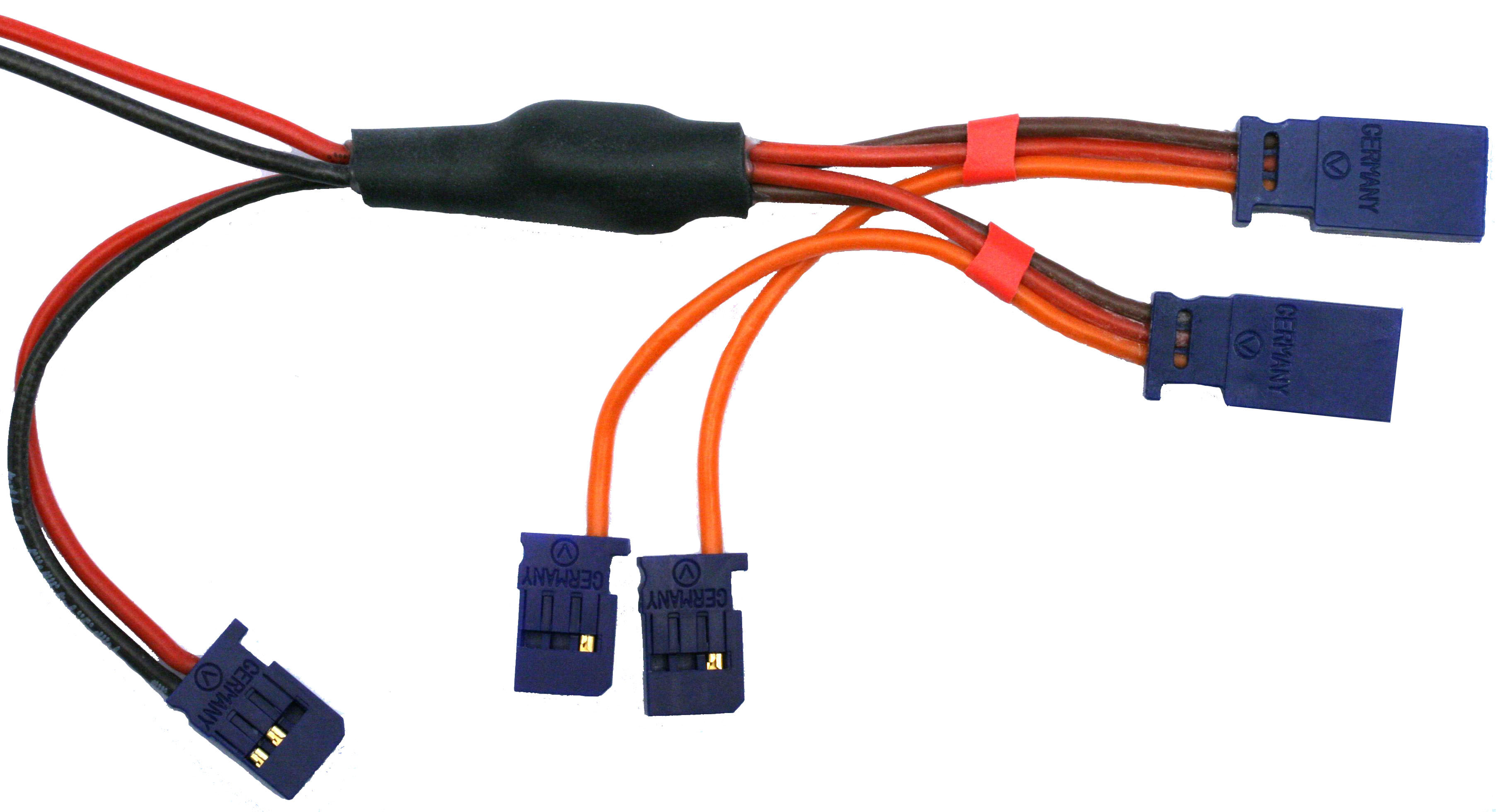 Direktstromversorgungskabel Futaba |
2 x 0,5 mm² + 1 x 0,14 mm², 15 cm, PE
verpackt, für 2 Servos, 2 Kanal,
- Made in Germany -