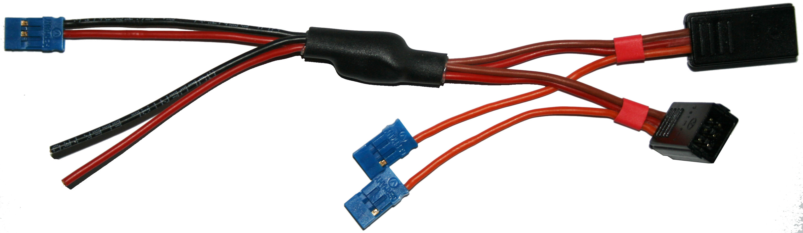 Direktstromversorgungskabel JR, 15 cm |
0,38 mm², versilberte PTFE-Litze,
für 4 Servos, 3 Kanal, verpackt
- Made in Germany -