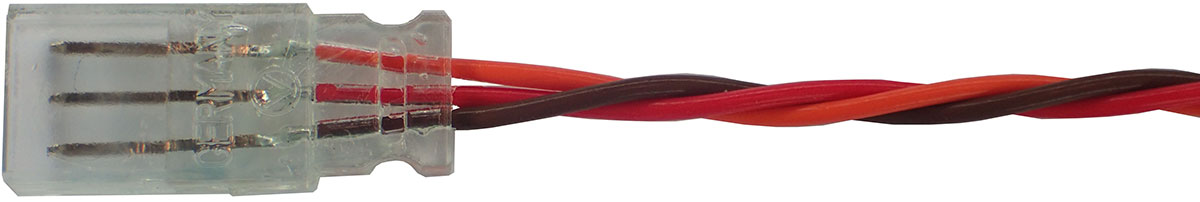 Servogegenkabel JR, 30 cm |
vergoldete Kontakte,
0,38 mm², versilberte PTFE-Litze, lose
- Made in Germany -