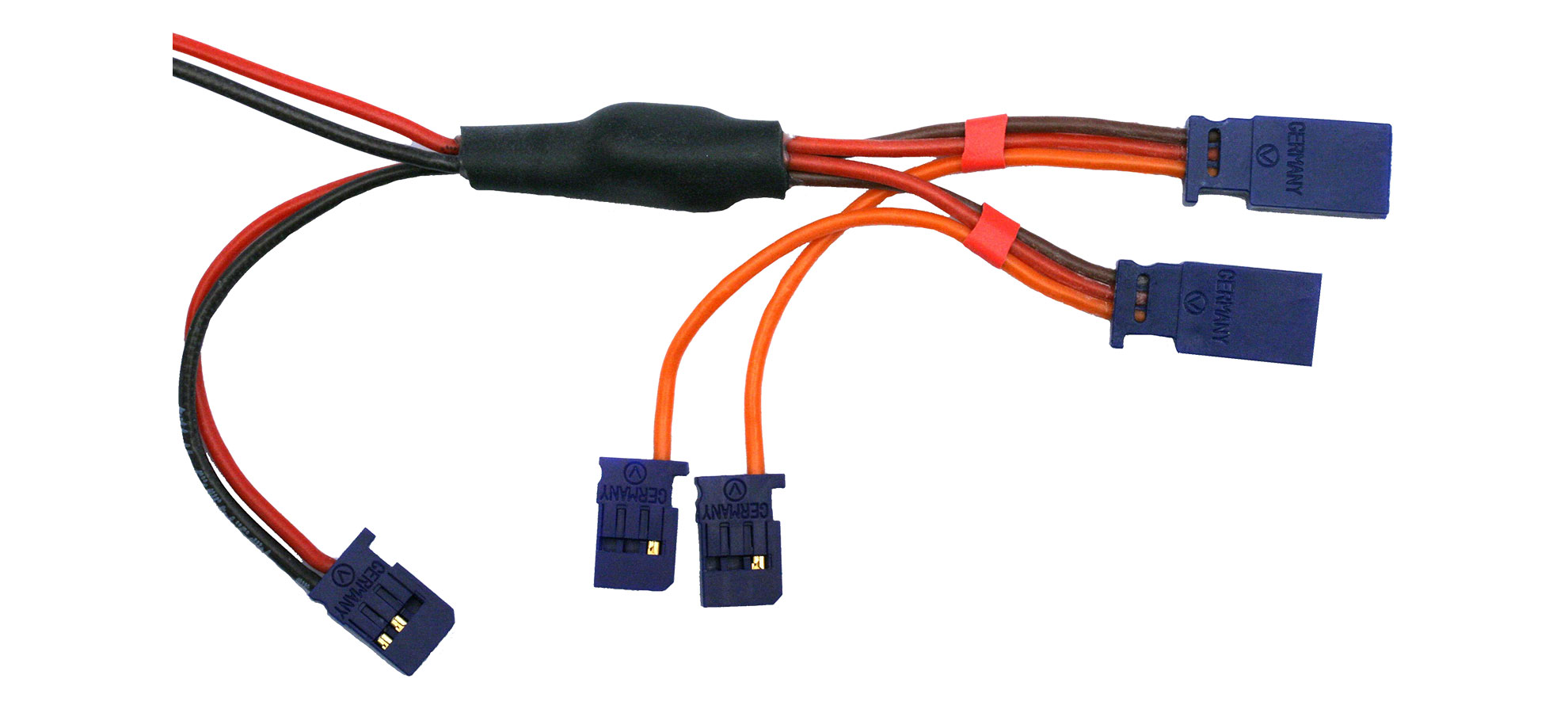 Direktstromversorgungskabel Futaba |
2 x 0,5 mm² + 1 x 0,14 mm², 15 cm, PE 
lose, für 2 Servos, 2 Kanal, 
 - Made in Germany -