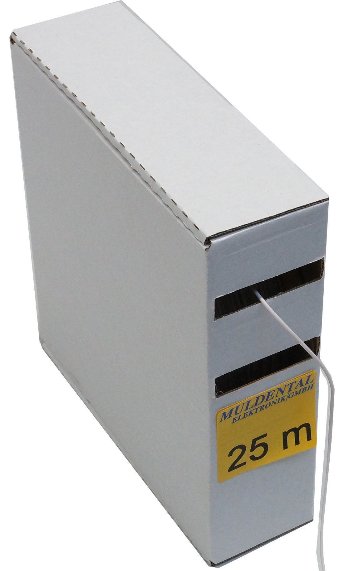 Silikon-Litze extrem geschmeidig, weiß |
0,25 mm², 128 x 0,05 mm, 100 m Box
max: 48 V, 4,5 A (5 min: 10,4 A )
- Made in Germany -