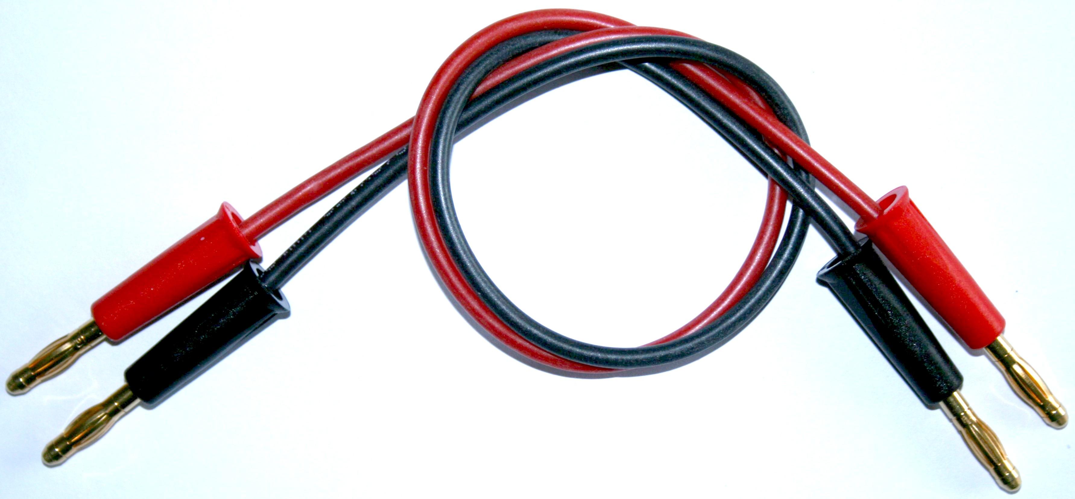 Akkuladekabel mit beidseits Bananenstecker | 
2,5 mm², Silikon, 50 cm, verpackt 
- Made in Germany -