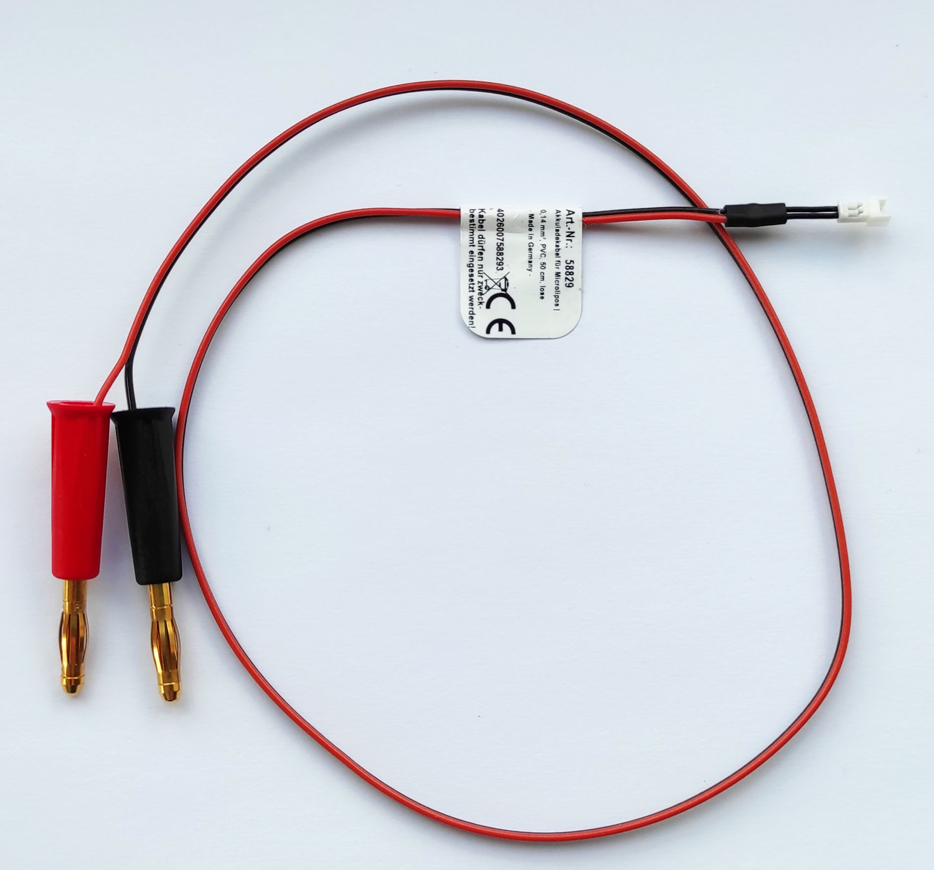 Akkuladekabel für Microlipos |
0,14 mm², PVC, 50 cm, verpackt 
- Made in Germany -