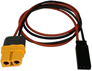 XT60 Ladekabel für Empfängerakku JR |
XT60 Buchse auf Servokupplung,
0,5 mm², Silikon, 400 mm, verpackt
- Made in Germany -
