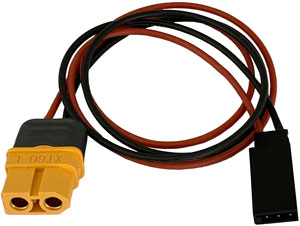 XT60 Ladekabel f. Empfängerakku Futaba| 
XT60 Buchse auf Servokupplung,
0,5 mm², Silikon, 400 mm, verpackt
- Made in Germany -