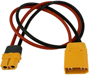 XT60 Ladekabel für XT90-Akkus |
XT60 Buchse auf XT90-Stecker,
2,5 mm², Silikon, 400 mm, verpackt
- Made in Germany -