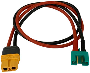 XT60 Ladekabel für MPX-Akkus |
XT60 Buchse auf MPX-Stecker,
2,5 mm², Silikon, 400 mm, verpackt
- Made in Germany -