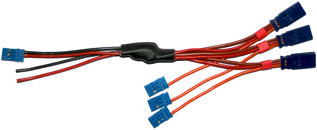 Direktstromversorgungskabel JR |
0,5 mm², Silikon, 15 cm, Blisterpack,  
für 3 Servos, 3 Kanal, 
BLUE-LINE-SILIKON - Made in Germany -