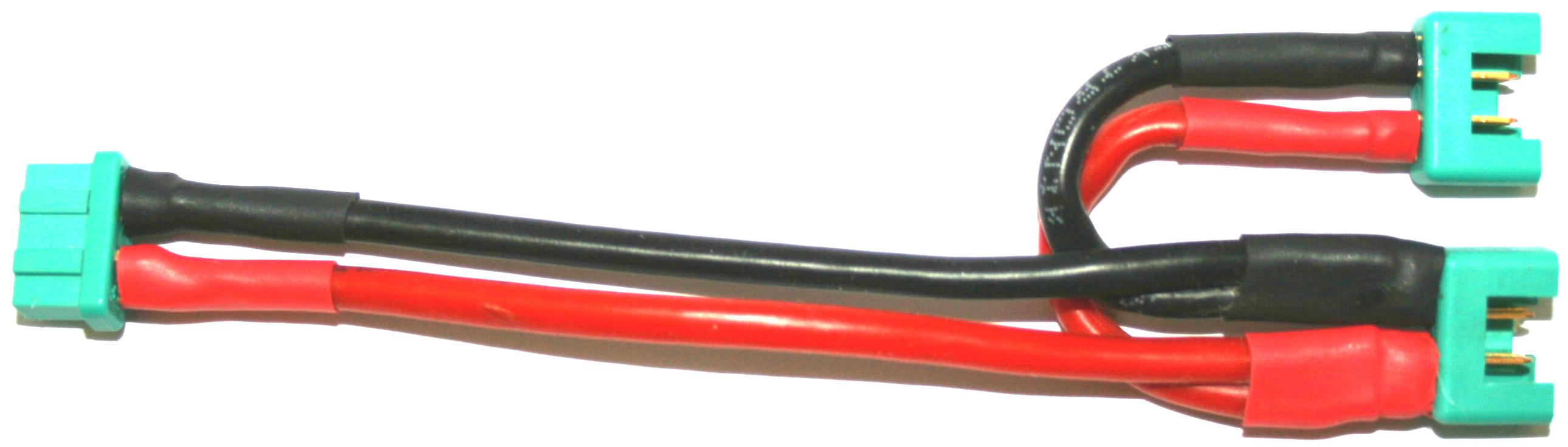 2 x Hochstromstecker grün parallel ->  |
Doppelkontaktbuchse grün, 
4,0 mm², Silikon, 15 cm, lose 
2 Akkus mit HST parallel auf eine Buchse 
- Made in Germany -