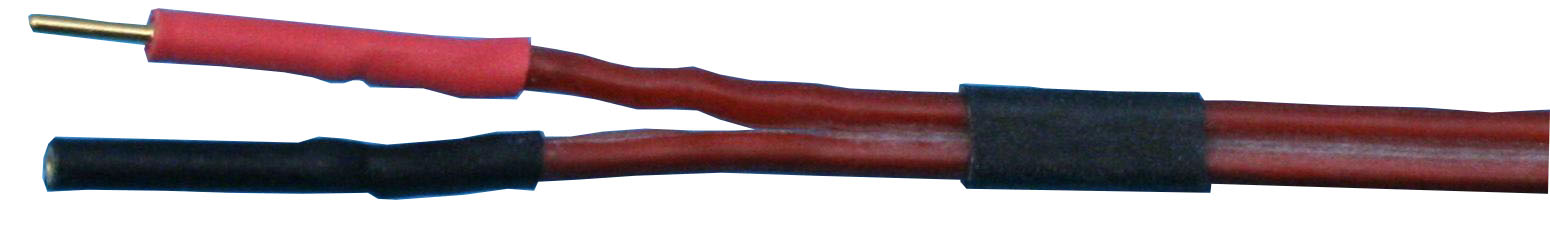 Akkukabel mit 0,8 mm Goldsteckverbinder |
0,35 mm², Silikonlitze, 30 cm, lose 
- Made in Germany -