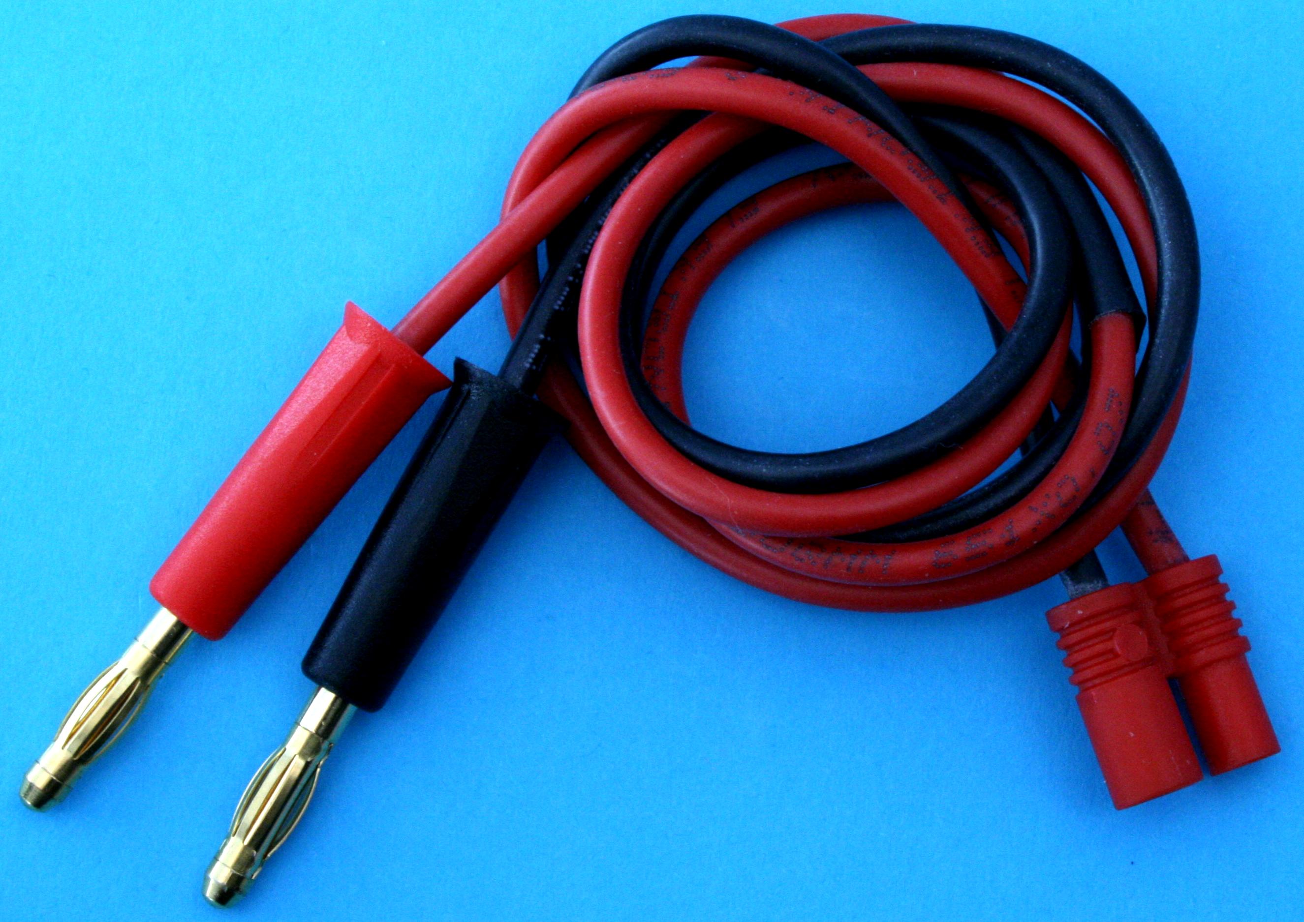3,5-mm-Akkuladekabel |
Stecker Minuspol schw., Buchse Pluspol  rot, 
2,5 mm², Silikon, 50 cm, lose 
- Made in Germany -