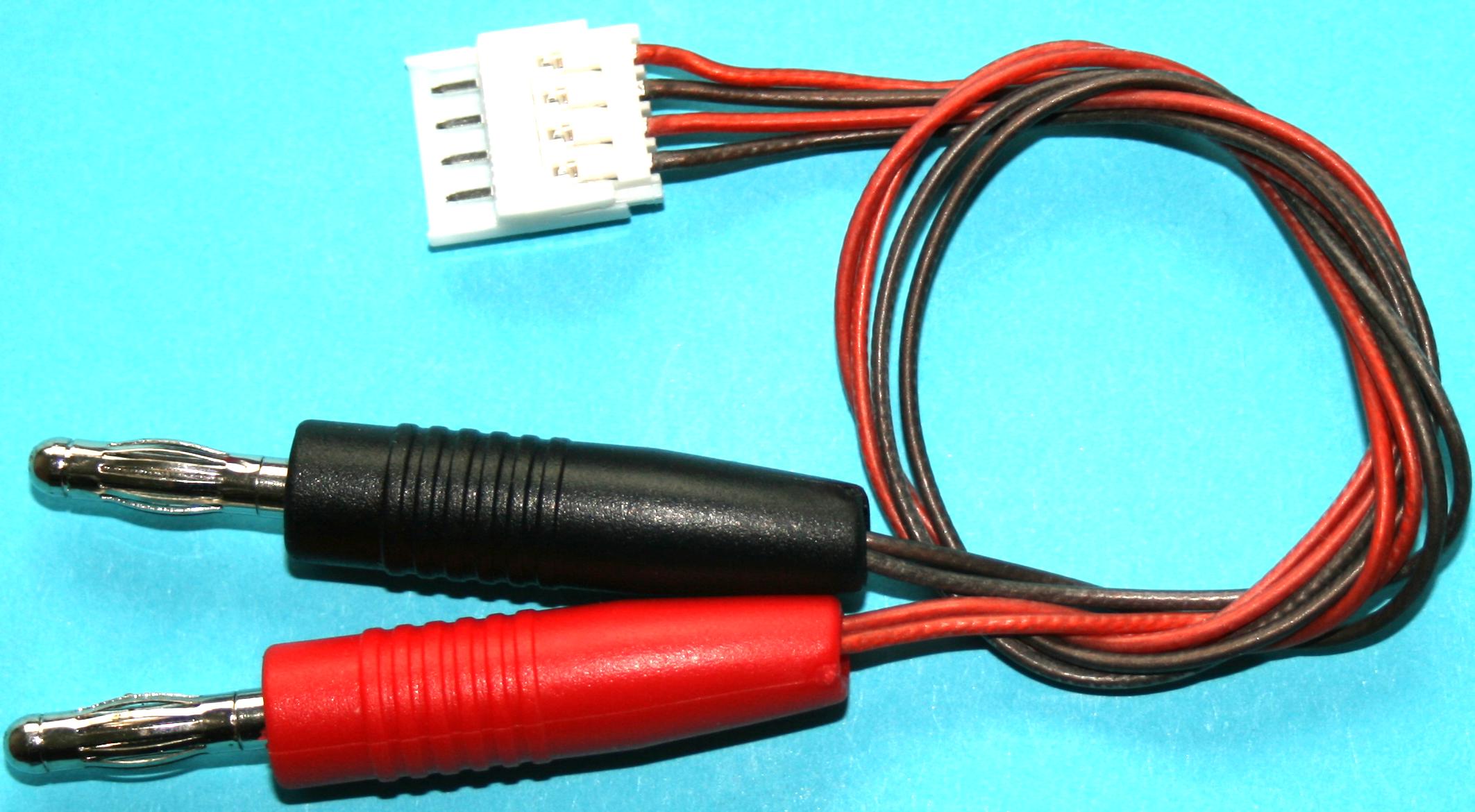 Akkuladekabel mit offenem Ende
und stapelbarem 4-mm-Laborstecker |
AWG 14, Silikon, 300 mm, lose