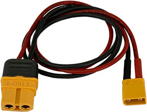 XT60 Ladekabel für XT30-Akkus |
XT60 Buchse auf XT30-Stecker,
1,0 mm², Silikon, 400 mm, lose
- Made in Germany -