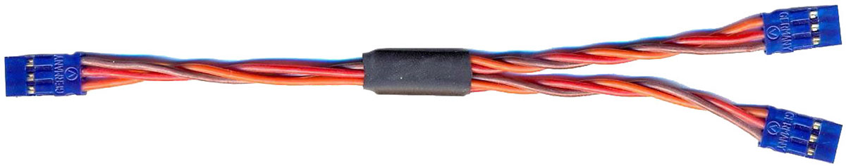 Y-Kabel JR/Futaba |
(3 x Servoanschluss), verdrillt, 
0,5 mm², Silikon, 100 mm, verdrillt, lose, 
BLUE-LINE-SILIKON - Made in Germany -