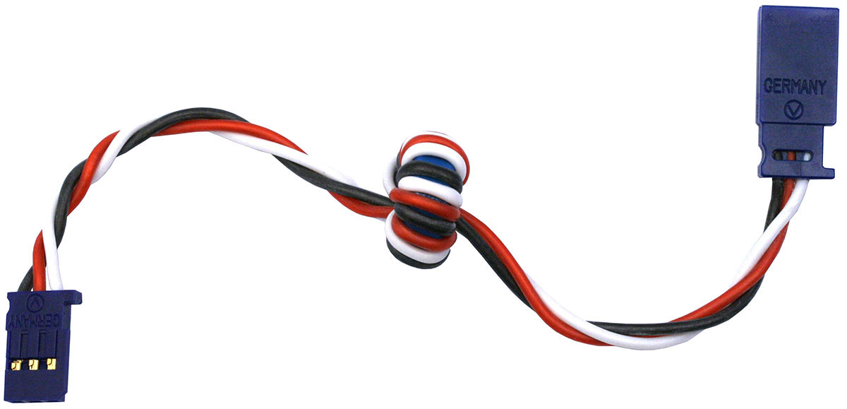 Entstörkabel Futaba, mit Ferritkern |
0,35 mm², Silikon, 15 cm, verdrillt, lose, 
BLUE-LINE-SILIKON - Made in Germany -
-Auslaufartikel-