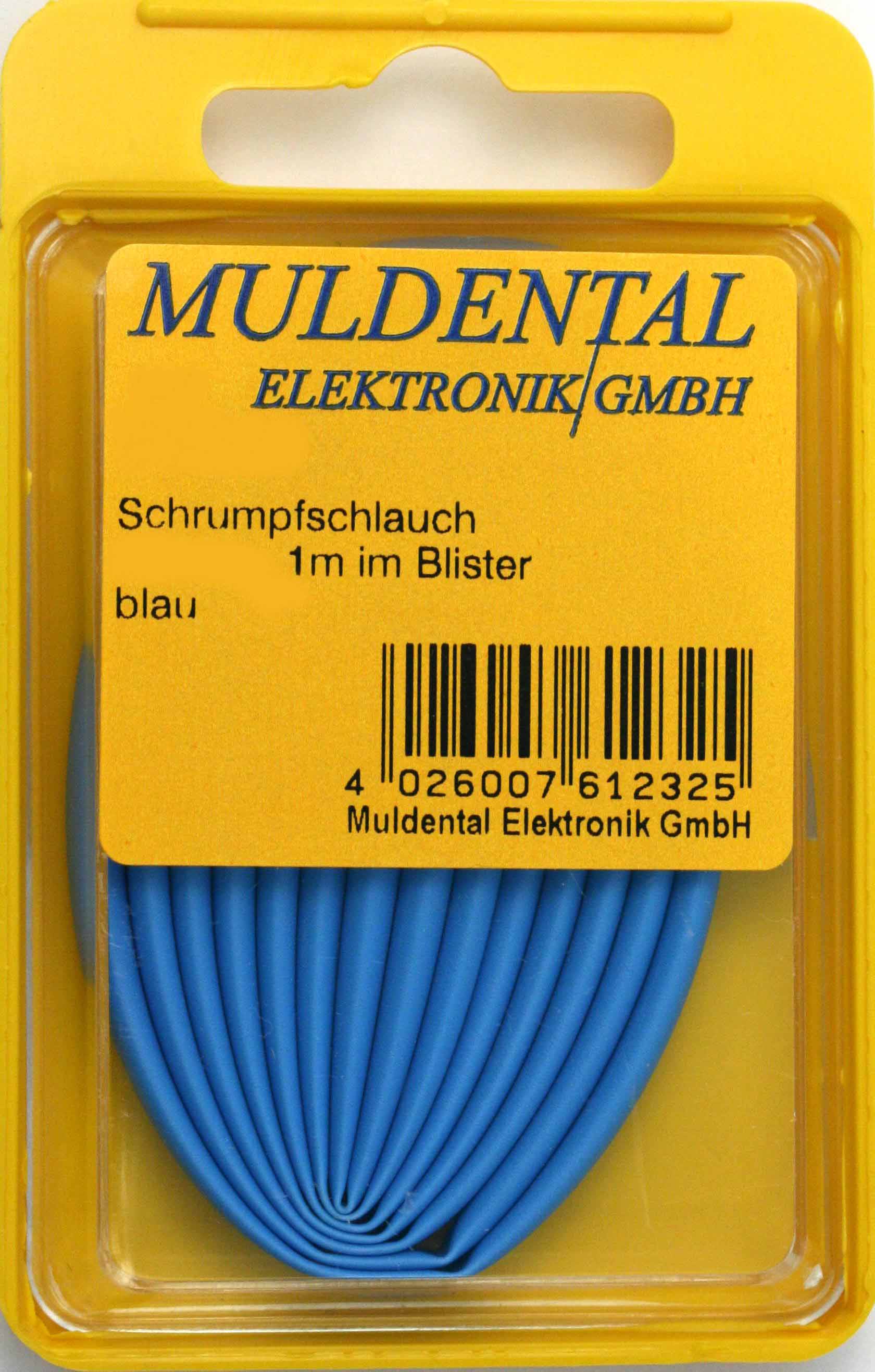 Schrumpfschlauch 1,6 mm |
blau, Blister, 1 m, polyolefin, 
selbst verlöschend,Rate 2:1