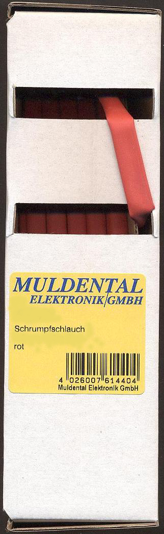 Schrumpfschlauch 25,4 mm rot |
2,5 m/Box, polyolefin, selbst verlöschend,
Rate 2:1