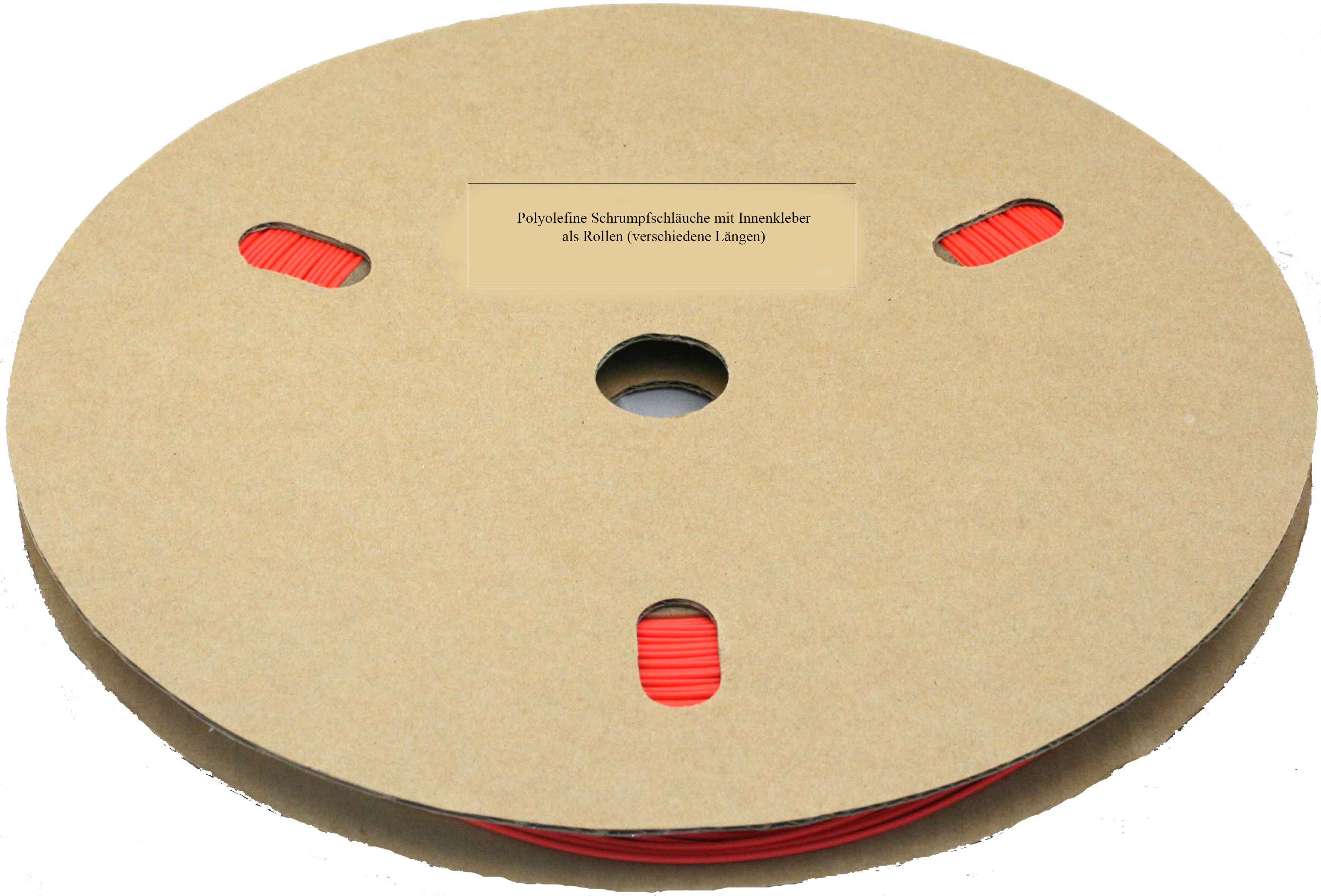 Schrumpfschlauch 24,0/8,0 mm, klar |
mit Innenkleber, 25 m Rolle, 
polyolefin, selbst verlöschend, Rate 3:1