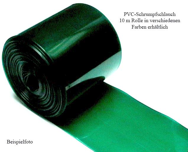 Schrumpfschlauch rot transp., 37 mm, flach |
ø 24 mm, 10 m, für Akkupacks, PVC, 
Rate 2:1, Stärke 0,13 mm