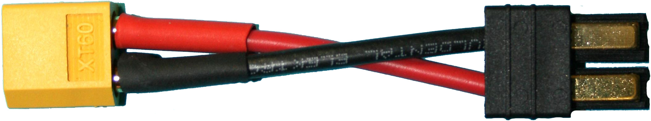 Adapterkabel XT60-Stecker auf TRX-Stecker |
2,5 mm², Silikon, 7 cm, verpackt
- Made in Germany -