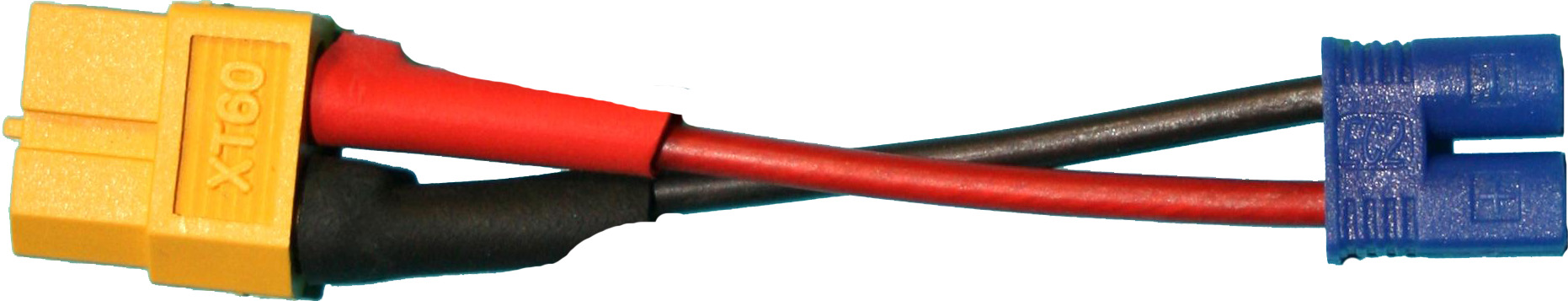 Adapterkabel XT60-Buchse auf EC2-Stecker |
1,5 mm², Silikon, 7 cm, verpackt
- Made in Germany -
