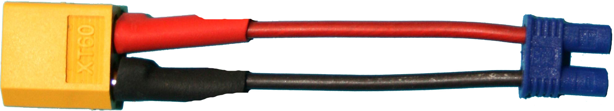 Adapterkabel XT60-Stecker auf EC2-Buchse |
1,5 mm², Silikon, 7 cm, verpackt
- Made in Germany -