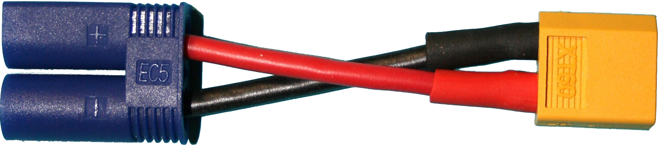 Adapterk. EC5-Stecker auf XT60-Stecker |
2,5 mm², Silikon, 7 cm, verpackt
- Made in Germany -