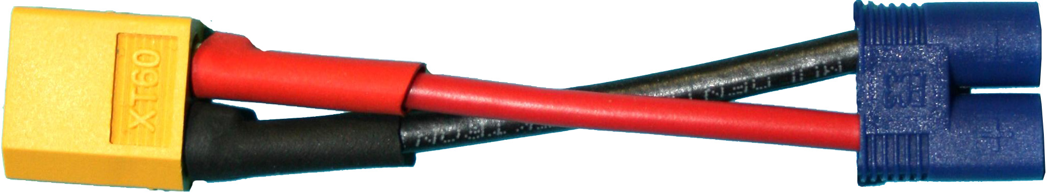 Adapterkabel XT60-Stecker auf EC3-Stecker |
2,5 mm², Silikon, 7 cm, lose 
- Made in Germany -