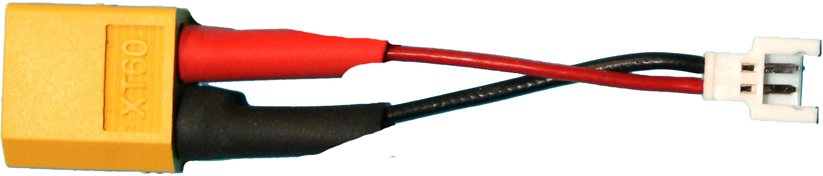 Adapter XT60-Stecker auf Walkera-St. |
0,5 mm², Silikon, 7 cm, lose 
Achtung, Polarität prüfen, da zwei Versionen
im Umlauf!
- Made in Germany -