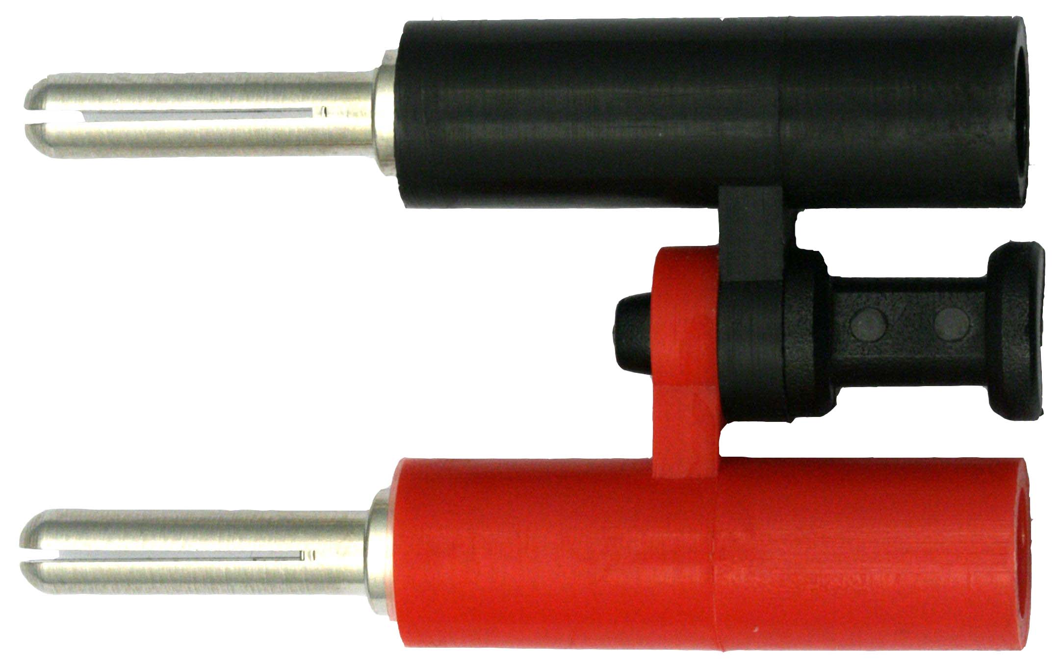 Doppel-Bananenstecker, 4mm | 
rot/schwarz, mit Lötanschluss