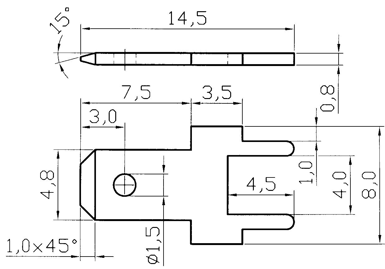 Flachsteckerkontakt 4,8x0,8 Ni2Sn5 |   
gerade, 1000 Stk. - Made in Germany -
(= A901 0101 1413)