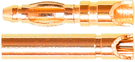 2,0 mm Goldverbinder |
Stecker + Buchse, 5 Paar im Beutel
BASIC Qualität - Asien
3 s: 30 A, 2 min: 20 A, 24 h: 10 A
max: 1,0 mm² (AWG18), 
(Herstellerangabe)