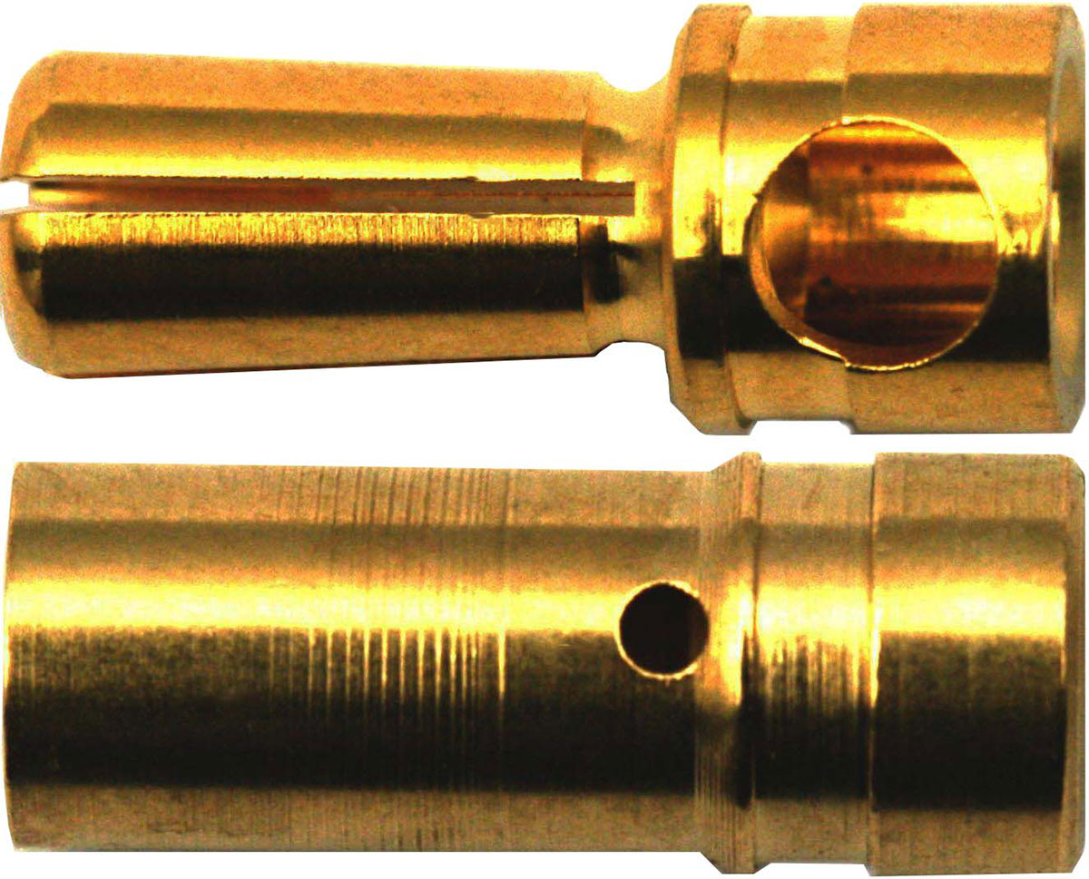3,5 mm Goldverbinder geschlitzt |
Auslaufartikel!
Stecker+Buchse, 1 Paar im Beutel
PREMIUM - Made in Germany -
3 s: 75 A, 2 min: 60 A, 24 h: 35 A
max: 4,0 mm² (AWG11)