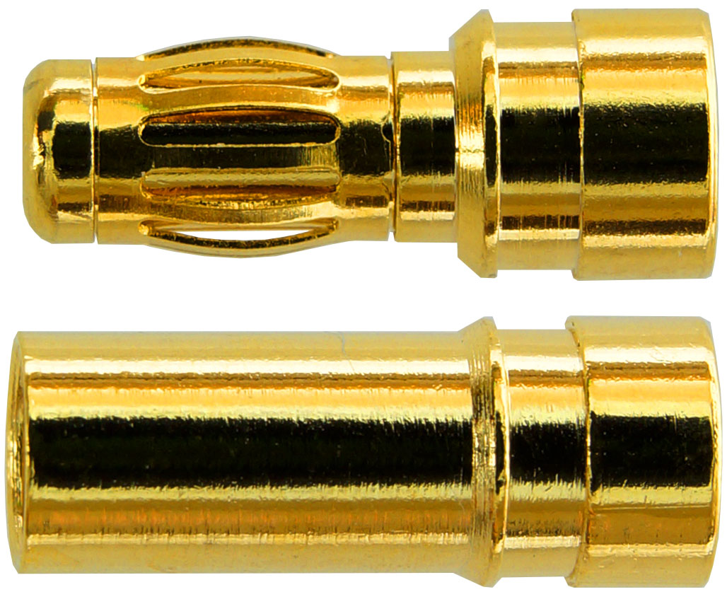 3,5 mm Goldverbinder |
Stecker + Buchse, 10 Paar im Beutel
BASIC Qualität - Asien
3 s: 55 A, 2 min: 50 A, 24 h: 30 A
max: 4,0 mm² (AWG11), 
(Herstellerangabe)