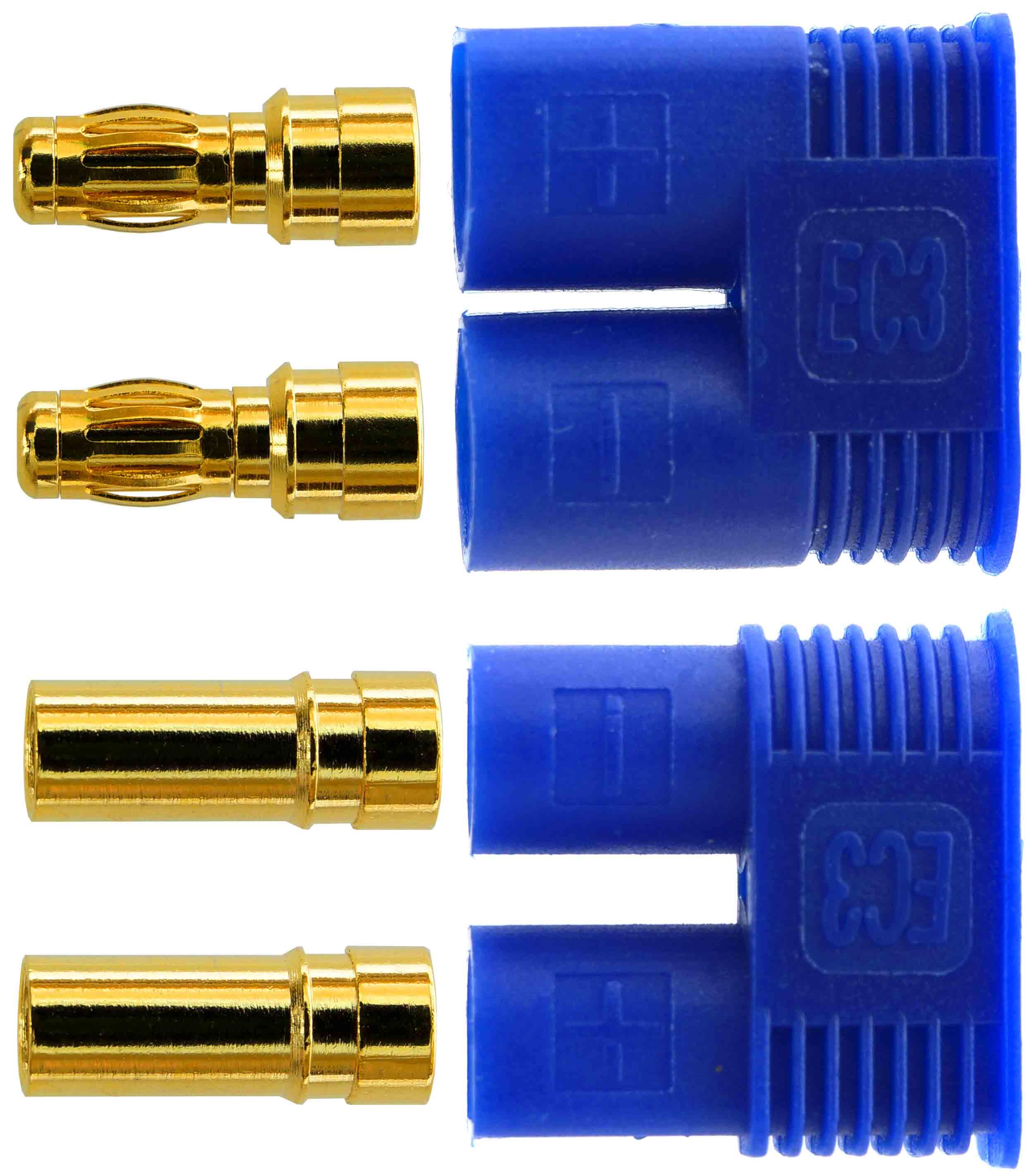 EC3 - 3,5 mm Goldverbinder |
Stecker + Buchse, 10 Paar im Beutel
BASIC Qualität - Asien
3 s: 55 A, 2 min: 50 A, 24 h: 30 A
max: 4,0 mm² (AWG11), 
(Herstellerangabe)