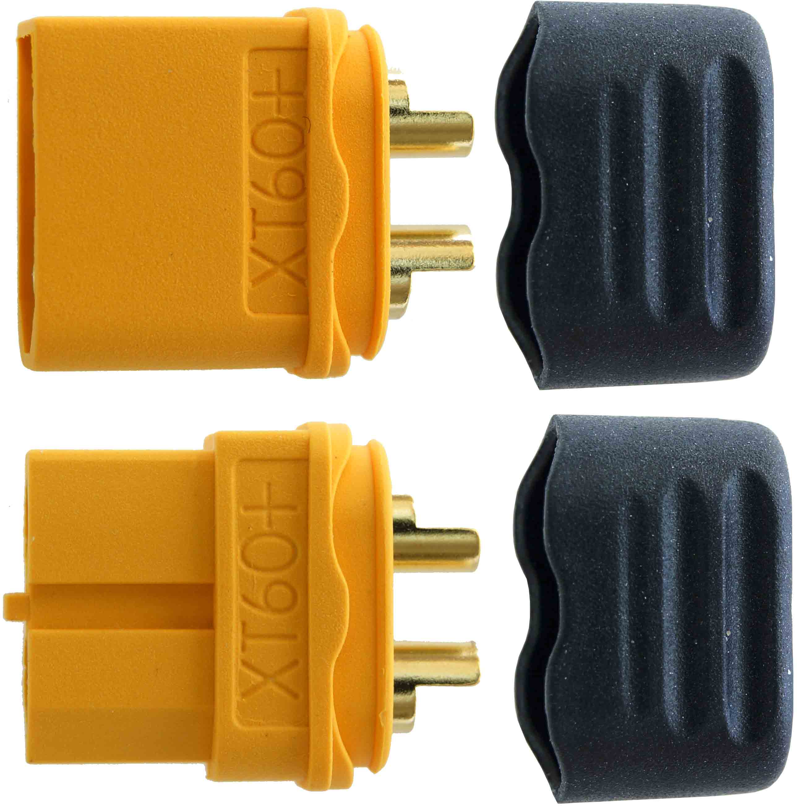 XT60+, 3,5 mm, Goldverbinder |
Stecker + Buchse, 10 Paar im Beutel
BASIC Qualität - Asien
3 s: 60 A, 2 min: 45 A, 24 h: 35 A
max: 2,5 mm² (AWG13), 
(Herstellerangabe)