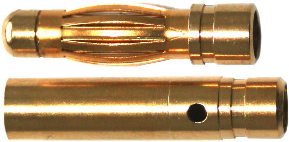 4,0 mm Goldverbinder |
Stecker + Buchse, 1 Paar im Beutel
PREMIUM - Made in Germany -
3 s: 80 A, 2 min: 70 A, 24 h: 36 A
max: 4,0 mm² (AWG11)