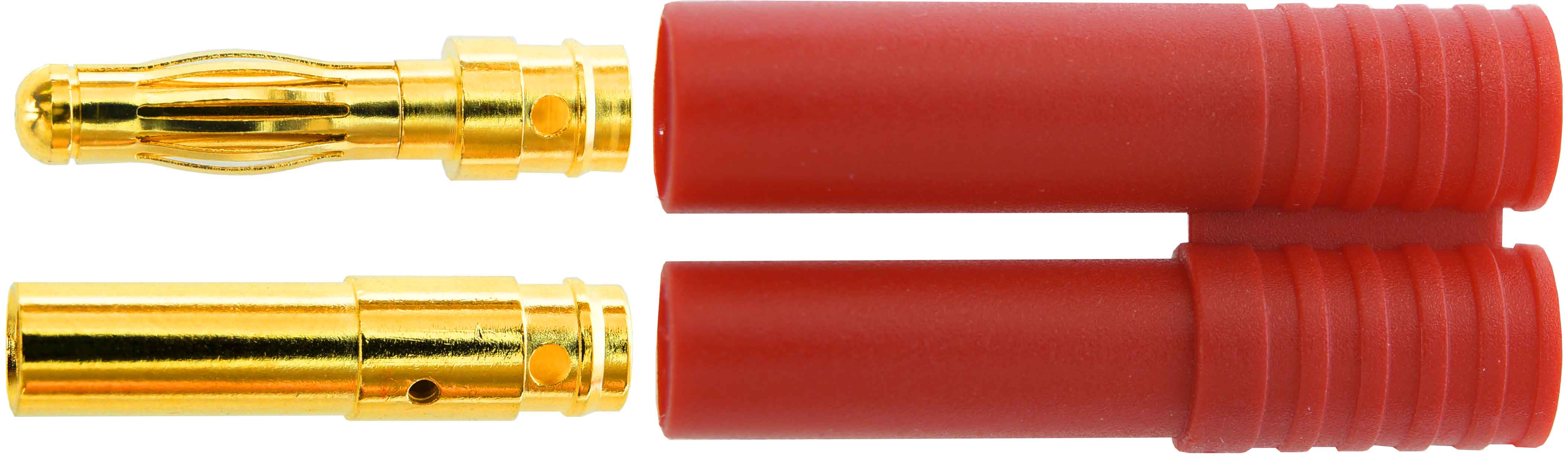 4,0 mm Goldverbinder mit Gehäuse |
asiatische Größe, 1 Paar im Beutel
BASIC Qualität - Asien
3 s: 80 A, 2 min: 70 A, 24 h: 36 A
max: 4,0 mm² (AWG11), 
(Herstellerangabe)