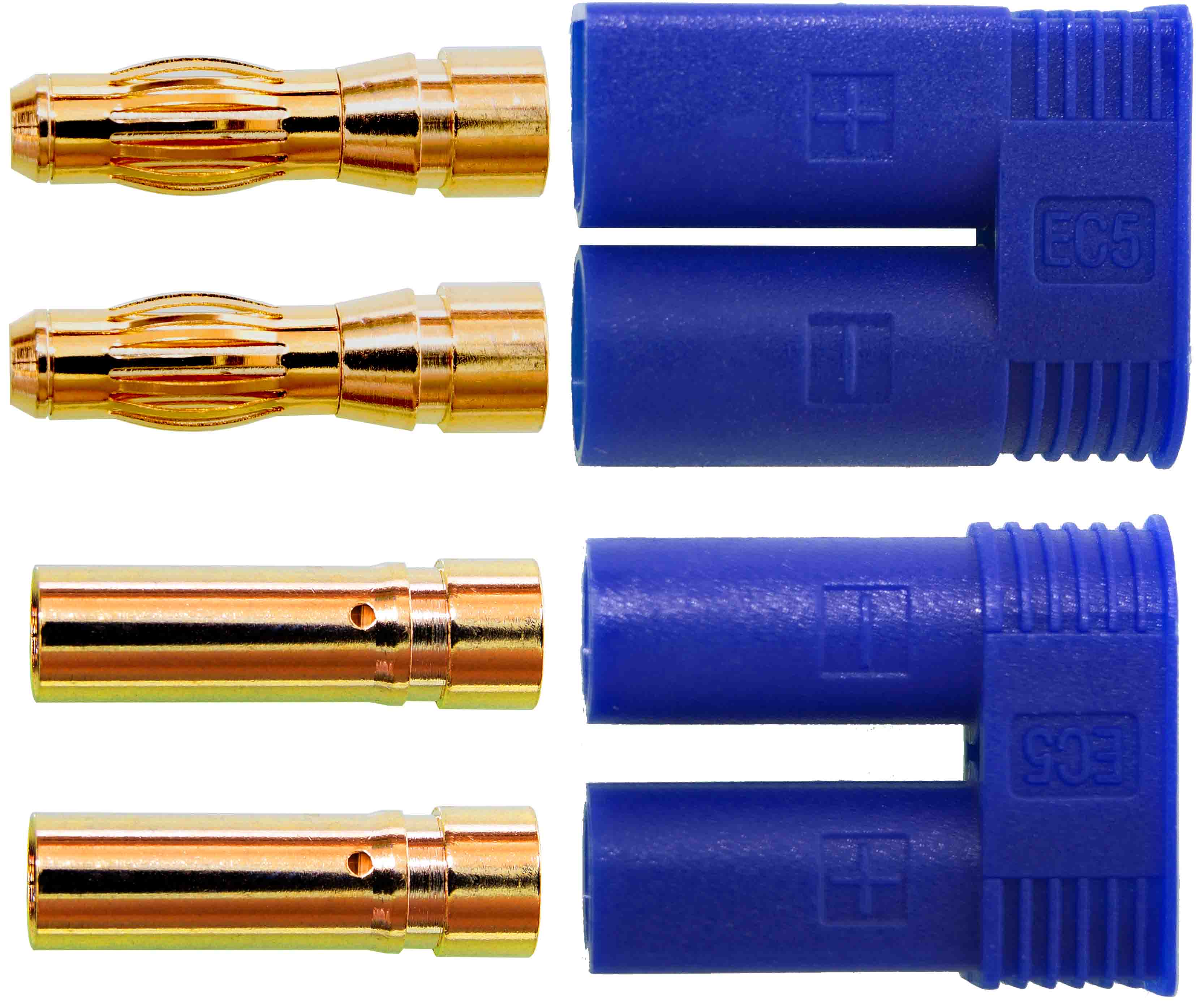 EC5 - 5 mm, Goldverbinder |
Stecker + Buchse, 5 Paar im Beutel
BASIC Qualität - Asien
3 s: 180 A, 2 min: 100 A, 24 h: 65 A
max: 16 mm² (AWG6)
(Herstellerangabe)
