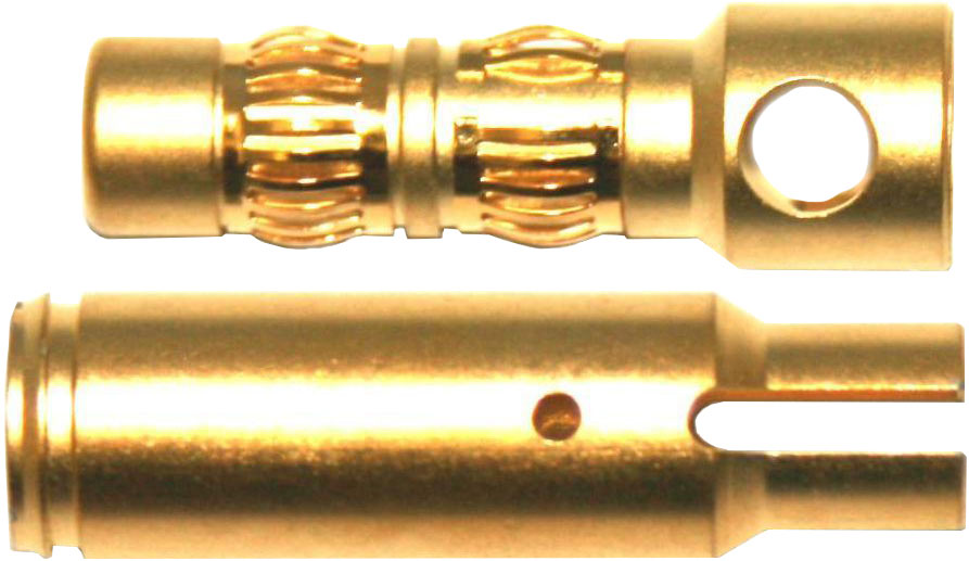6,0 mm Goldverbinder mit Doppelkontakt |
Auslaufartikel!
Stecker + Buchse, 10 Paar im Beutel
PREMIUM - Made in Germany -
3 s: 280 A, 2 min: 170 A, 24 h: 90 A
max: 16,0 mm² (AWG6), ULTRALEICHT