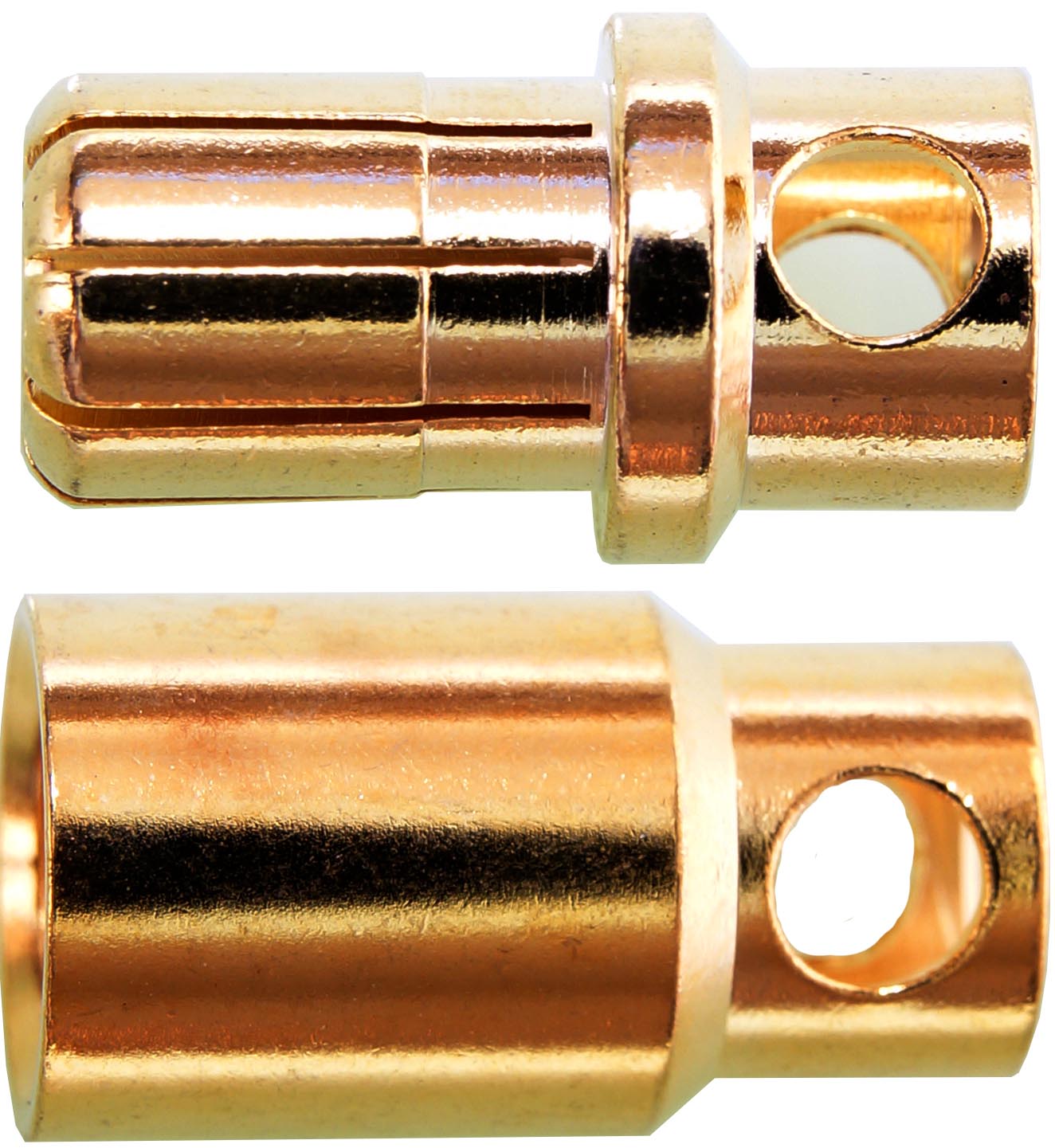 8,0 mm, geschlitzte Goldverbinder |
Stecker + Buchse, 10 Paar im Beutel
BASIC Qualität - Asien
3 s: 400 A, 2 min: 250 A, 24 h: 150 A
max: 16 mm² (AWG6)
(Herstellerangabe)